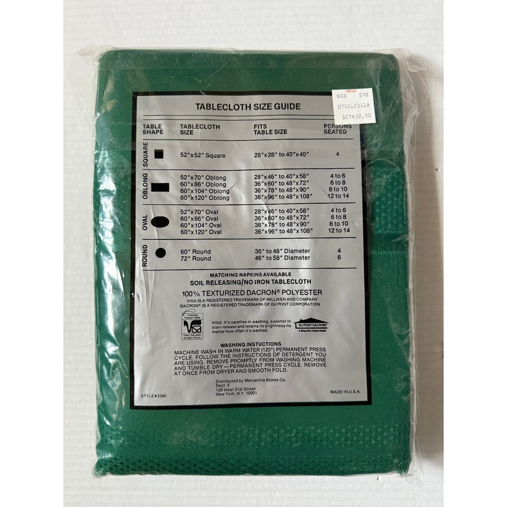 DIPLOMAT VISA Vintage Green Tablecloth -First Lady Comparison Invited - 60x120" - Picture 5 of 6